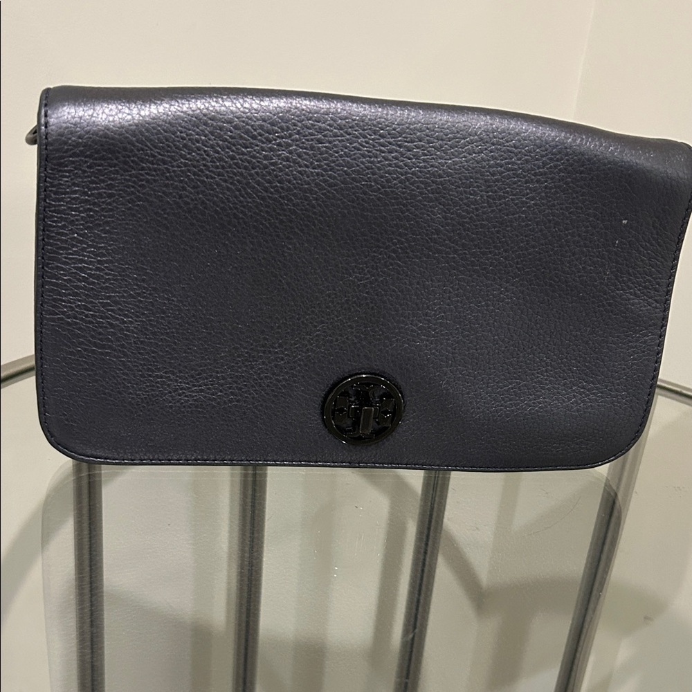 Tory Burch gunmetal Leather clutch - never used